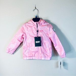 DKNY Baby Girl Tie Dye Fleece Hood Pink Jacket Size 24 Months NWT